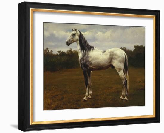 A Grey Camarguen Stallion in a Clearing-Rosa Bonheur-Framed Giclee Print