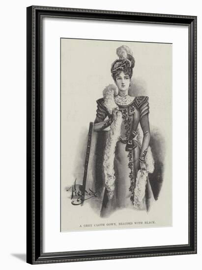 A Grey Cloth Gown, Braided with Black-null-Framed Giclee Print