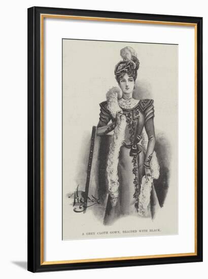 A Grey Cloth Gown, Braided with Black-null-Framed Giclee Print