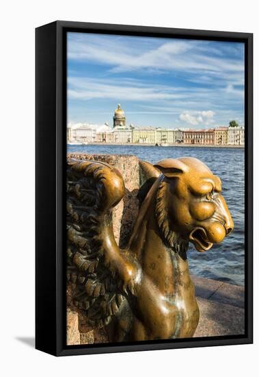 A Griffin on the University Embankment, Saint Petersburg, Russia-Nadia Isakova-Framed Premier Image Canvas