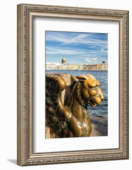 A Griffin on the University Embankment, Saint Petersburg, Russia-Nadia Isakova-Framed Photographic Print