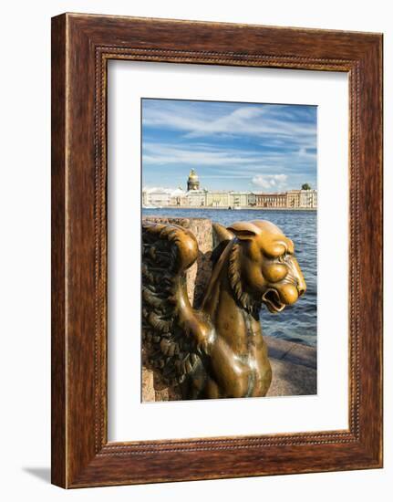 A Griffin on the University Embankment, Saint Petersburg, Russia-Nadia Isakova-Framed Photographic Print