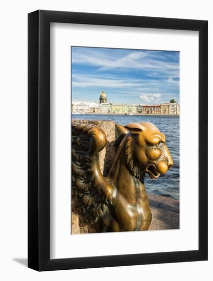 A Griffin on the University Embankment, Saint Petersburg, Russia-Nadia Isakova-Framed Photographic Print