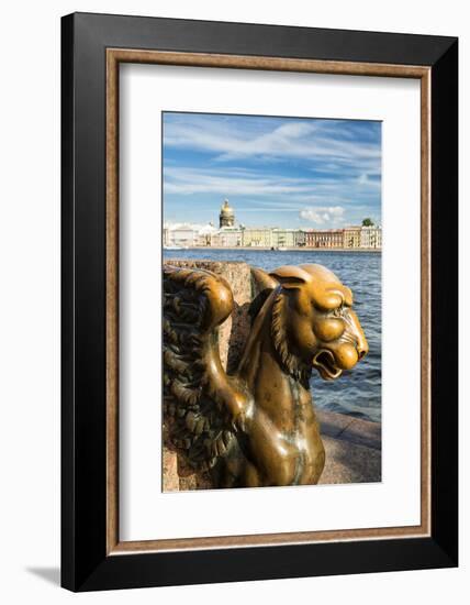 A Griffin on the University Embankment, Saint Petersburg, Russia-Nadia Isakova-Framed Photographic Print