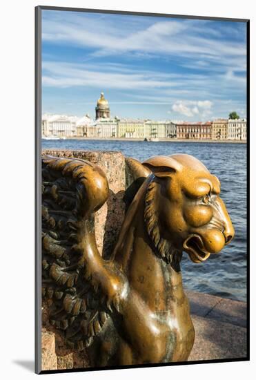 A Griffin on the University Embankment, Saint Petersburg, Russia-Nadia Isakova-Mounted Photographic Print