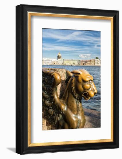 A Griffin on the University Embankment, Saint Petersburg, Russia-Nadia Isakova-Framed Photographic Print