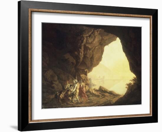 A Grotto in the Kingdom of Naples, with Banditti, at Sunset, c.1777-78-Joseph Wright of Derby-Framed Giclee Print