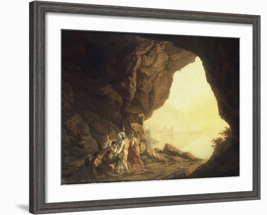 A Grotto in the Kingdom of Naples, with Banditti, at Sunset, c.1777-78-Joseph Wright of Derby-Framed Giclee Print