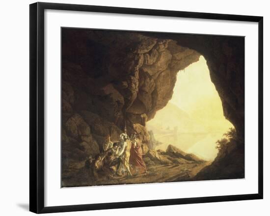 A Grotto in the Kingdom of Naples, with Banditti, at Sunset, c.1777-78-Joseph Wright of Derby-Framed Giclee Print