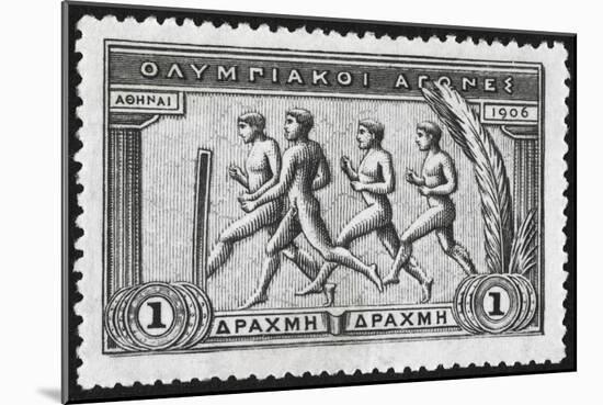 A Group Of Athletes Running, Greece 1906 Olympic Games, 1 Drachma, Unused Stamp Design-null-Mounted Giclee Print