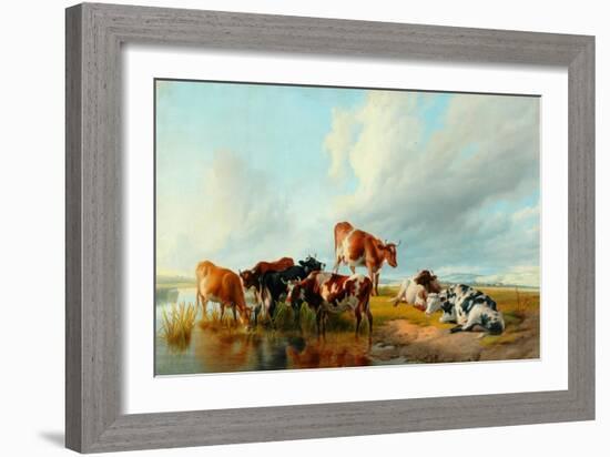 A Group of Cattle, 1877-Thomas Sidney Cooper-Framed Giclee Print