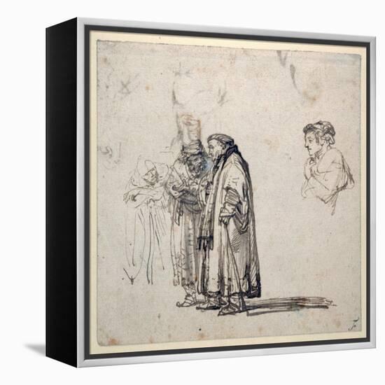 A Group of Elderly Scholars And-Rembrandt van Rijn-Framed Premier Image Canvas