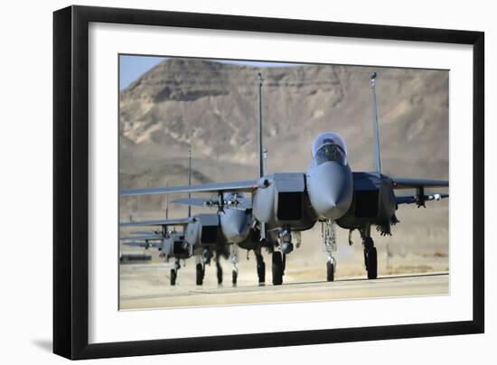 A Group of F-15E Strike Eagles at Uvda Air Force Base, Israel-null-Framed Photographic Print