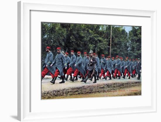 A Group of French Prisoners of War Marching Along a Forest Directed by a German Militiaman-null-Framed Giclee Print