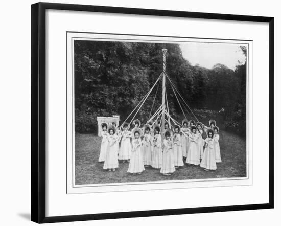 A Group of Girls and their Maypole in Wokingham, Surrey-null-Framed Photographic Print