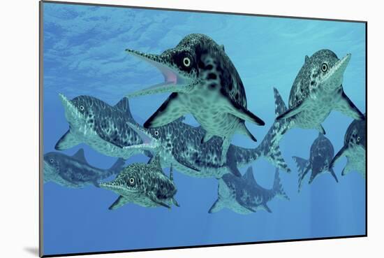 A Group of Ichthyosaurs Swimming in Prehistoric Waters-Stocktrek Images-Mounted Art Print