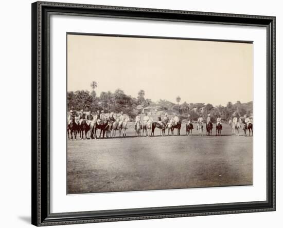 A Group of Indian And, One Presumes, British Polo Players Line Up on the Field in India-null-Framed Photographic Print