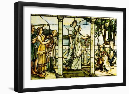 A Group of Maidens, with a Lake Scene in the Background-Tiffany Studios-Framed Giclee Print