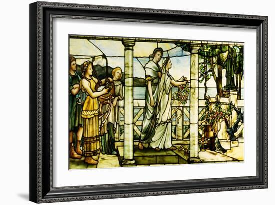 A Group of Maidens, with a Lake Scene in the Background-Tiffany Studios-Framed Giclee Print