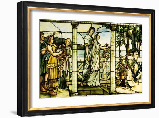 A Group of Maidens, with a Lake Scene in the Background-Tiffany Studios-Framed Giclee Print