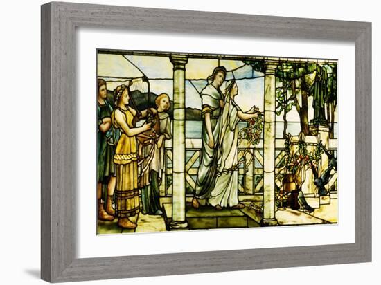 A Group of Maidens, with a Lake Scene in the Background-Tiffany Studios-Framed Giclee Print