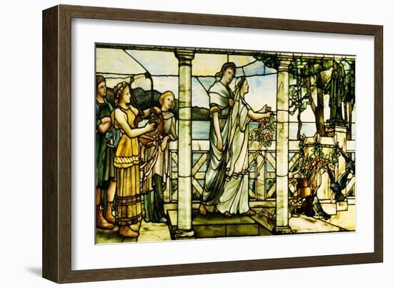 A Group of Maidens, with a Lake Scene in the Background-Tiffany Studios-Framed Giclee Print