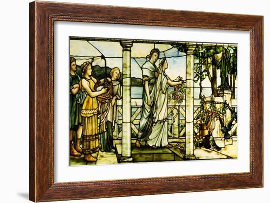 A Group of Maidens, with a Lake Scene in the Background-Tiffany Studios-Framed Giclee Print