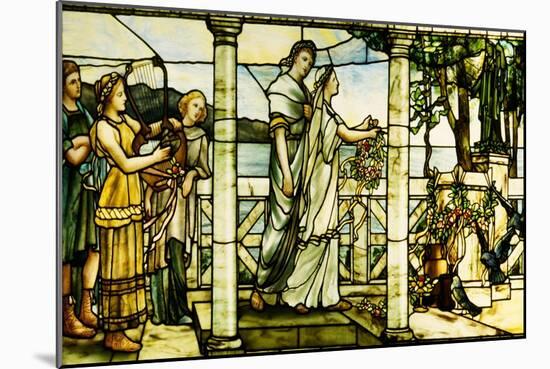 A Group of Maidens, with a Lake Scene in the Background-Tiffany Studios-Mounted Giclee Print