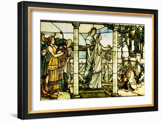 A Group of Maidens, with a Lake Scene in the Background-Tiffany Studios-Framed Giclee Print