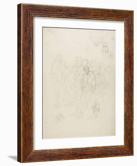 A Group of Men, and Other Sketches, 1857-Honore Daumier-Framed Giclee Print