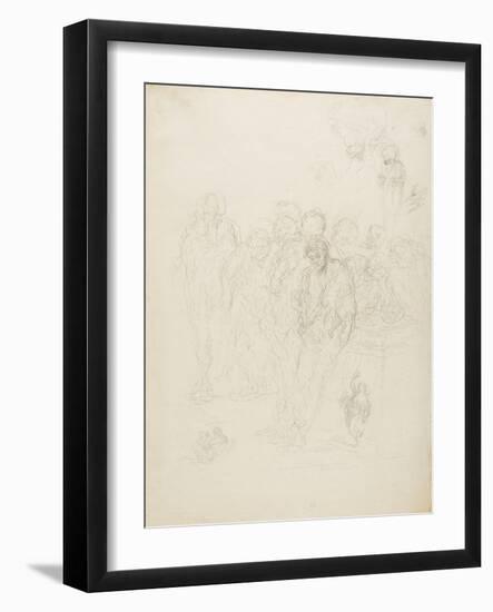 A Group of Men, and Other Sketches, 1857-Honore Daumier-Framed Giclee Print