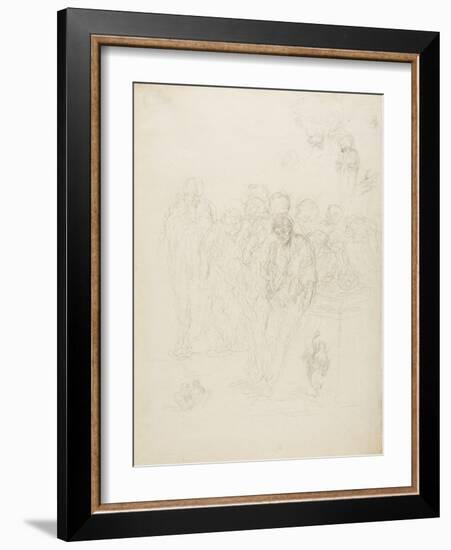 A Group of Men, and Other Sketches, 1857-Honore Daumier-Framed Giclee Print