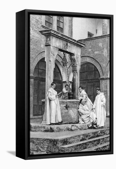 A Group of Monks at the Monastery of Monte Oliveto Maggiore, Italy, 1922-null-Framed Premier Image Canvas