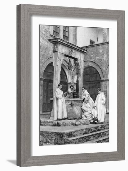 A Group of Monks at the Monastery of Monte Oliveto Maggiore, Italy, 1922-null-Framed Giclee Print