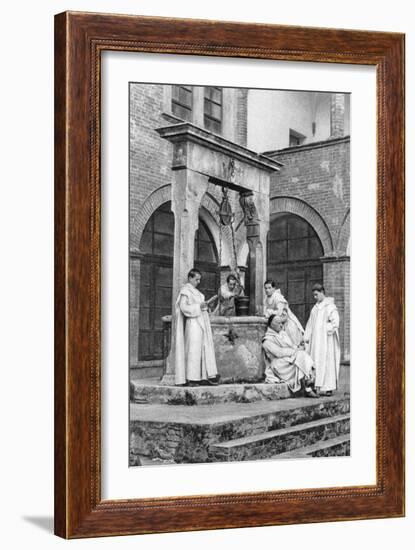 A Group of Monks at the Monastery of Monte Oliveto Maggiore, Italy, 1922-null-Framed Giclee Print
