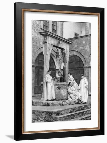 A Group of Monks at the Monastery of Monte Oliveto Maggiore, Italy, 1922-null-Framed Giclee Print