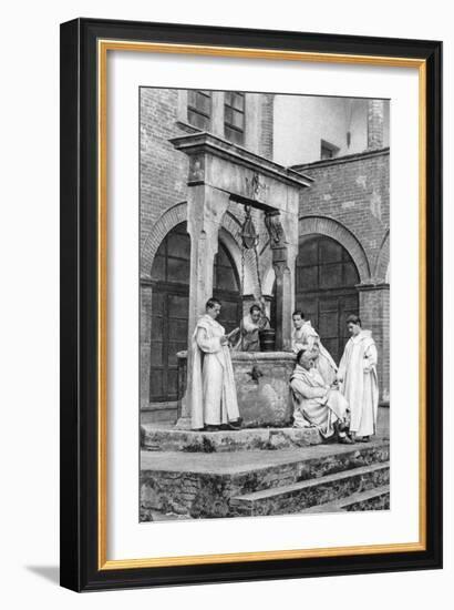 A Group of Monks at the Monastery of Monte Oliveto Maggiore, Italy, 1922-null-Framed Giclee Print