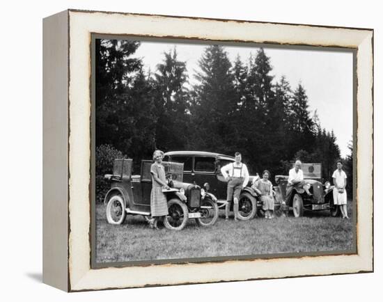 A Group of People on an Outing with their Cars, C1929-C1930-null-Framed Premier Image Canvas