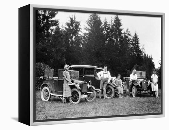 A Group of People on an Outing with their Cars, C1929-C1930-null-Framed Premier Image Canvas