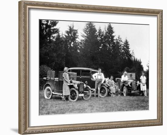 A Group of People on an Outing with their Cars, C1929-C1930-null-Framed Photographic Print