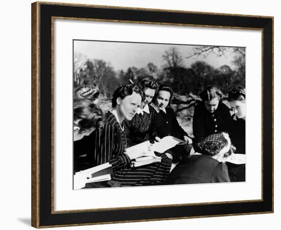 A Group of Polish Women at the Marie Curie School for Girls Study English with Their Teacher-null-Framed Photographic Print