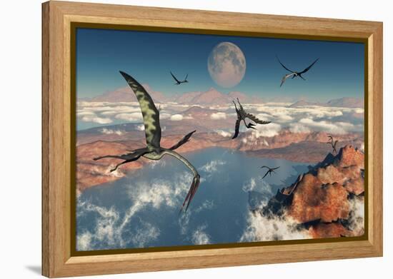 A Group of Quetzalcoatlus Pterosaurs-null-Framed Stretched Canvas
