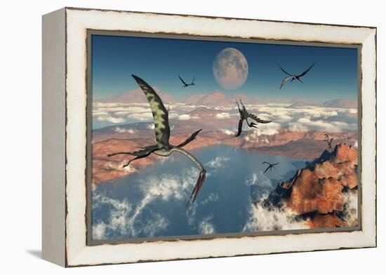A Group of Quetzalcoatlus Pterosaurs-null-Framed Stretched Canvas