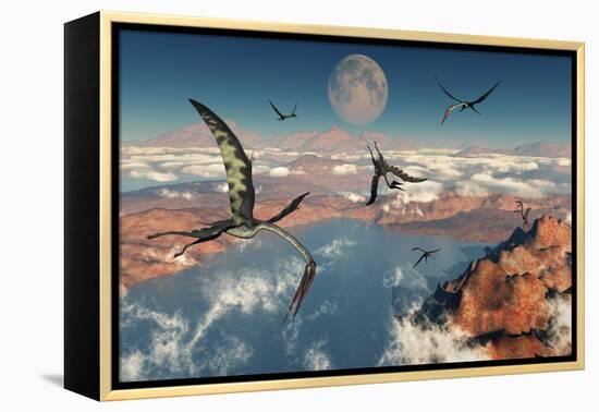 A Group of Quetzalcoatlus Pterosaurs-null-Framed Stretched Canvas