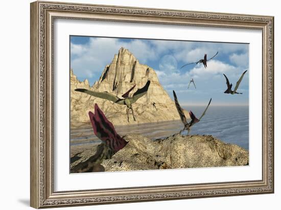 A Group of Thalassodromeus Pterosaurs-Stocktrek Images-Framed Art Print