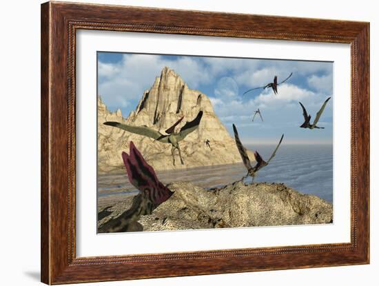 A Group of Thalassodromeus Pterosaurs-Stocktrek Images-Framed Art Print