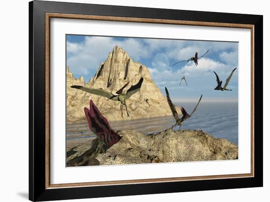 A Group of Thalassodromeus Pterosaurs-Stocktrek Images-Framed Art Print