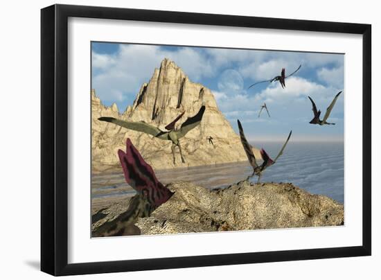 A Group of Thalassodromeus Pterosaurs-Stocktrek Images-Framed Art Print