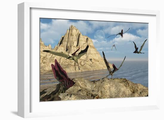 A Group of Thalassodromeus Pterosaurs-Stocktrek Images-Framed Art Print