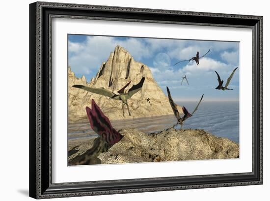 A Group of Thalassodromeus Pterosaurs-Stocktrek Images-Framed Art Print